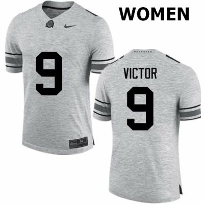 NCAA Ohio State Buckeyes Women's #9 Binjimen Victor Gray Nike Football College Jersey PJT3845WW